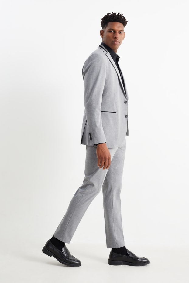 Hommes - Pantalon de costume - slim fit - Flex - LYCRA® - gris clair chiné