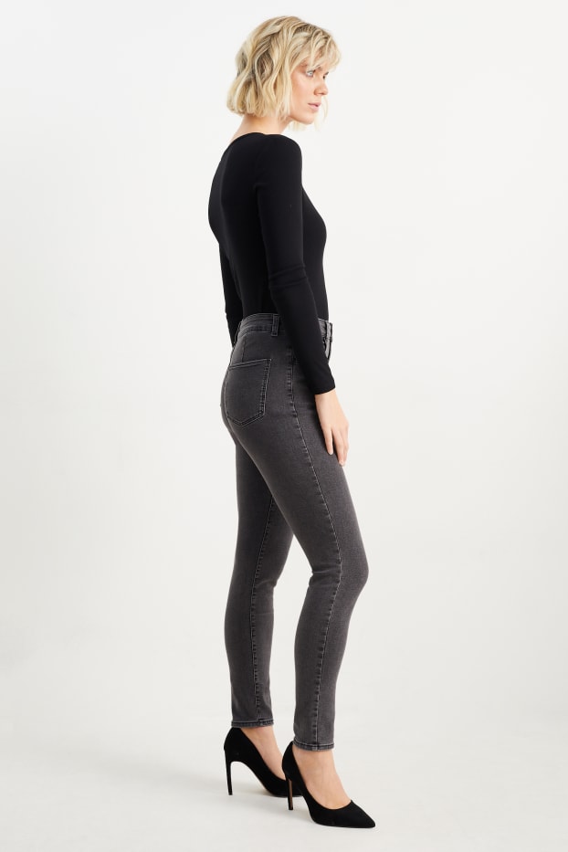 Dámské - Jegging jeans - high waist - džíny - tmavošedé