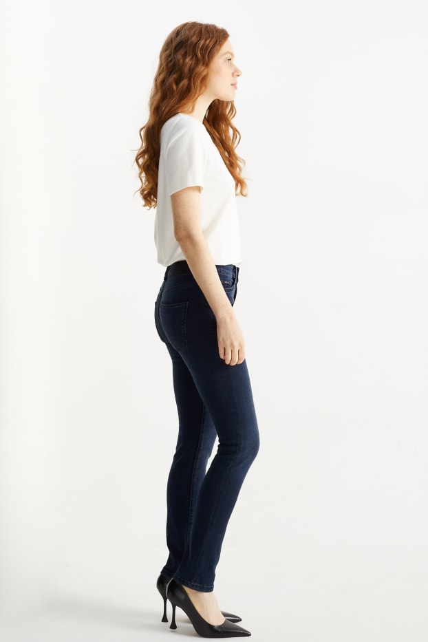 Dámské - Slim jeans - mid waist - LYCRA® - džíny - tmavomodré