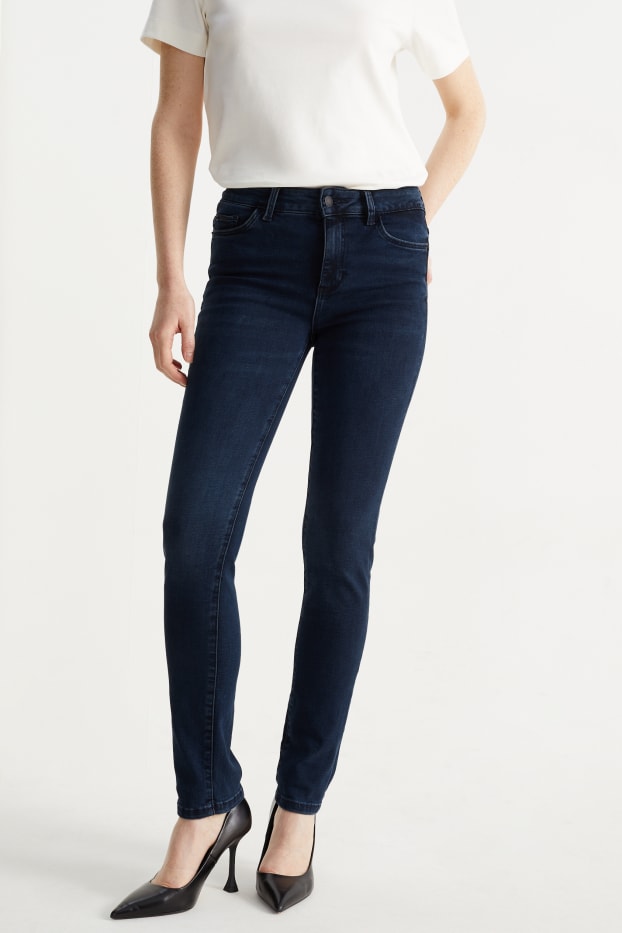 Dámské - Slim jeans - mid waist - LYCRA® - džíny - tmavomodré
