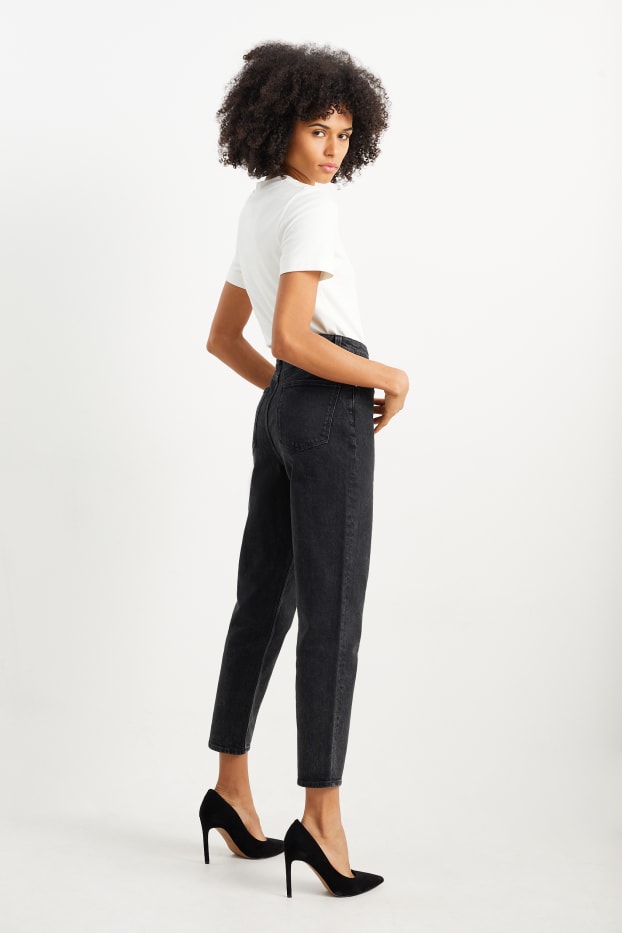 Femei - Mom jeans - talie înaltă - LYCRA® - denim-gri închis