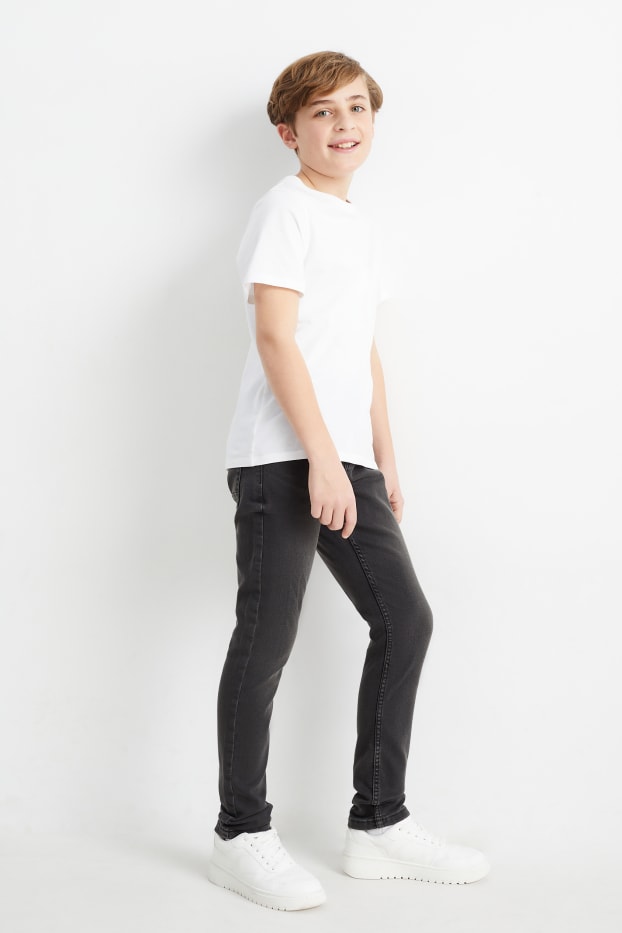 Kinderen: jongens - Skinny jeans - jog denim - jeansdonkergrijs