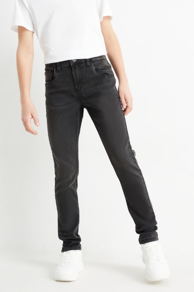 Kinderen: jongens - Skinny jeans - jog denim - jeansdonkergrijs