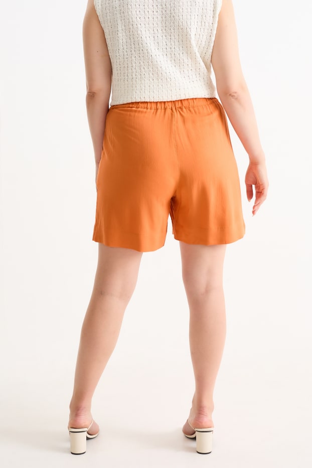 Women - Shorts - mid-rise waist - dark orange