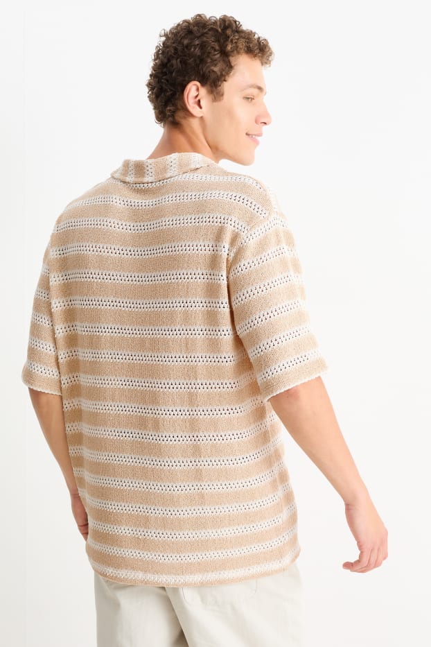 Hommes - Polo - à rayures - beige clair