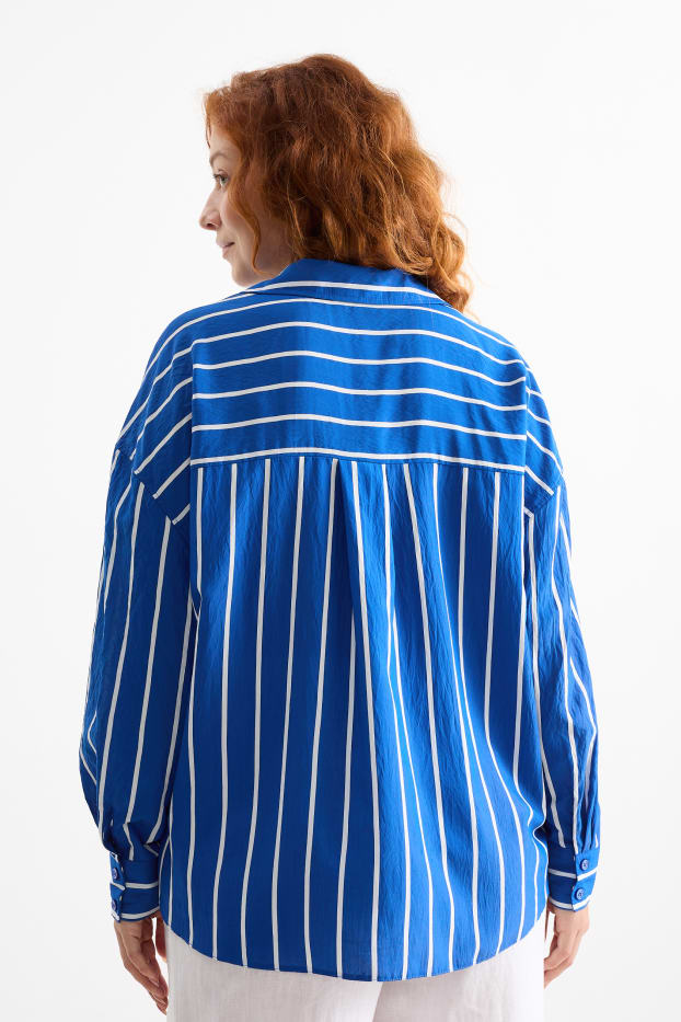 Damen - Bluse - gestreift - dunkelblau