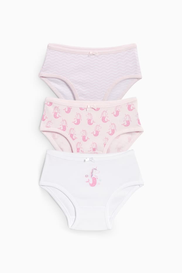 Children Girls - Multipack of 3 - unicorn mermaid - briefs - rose