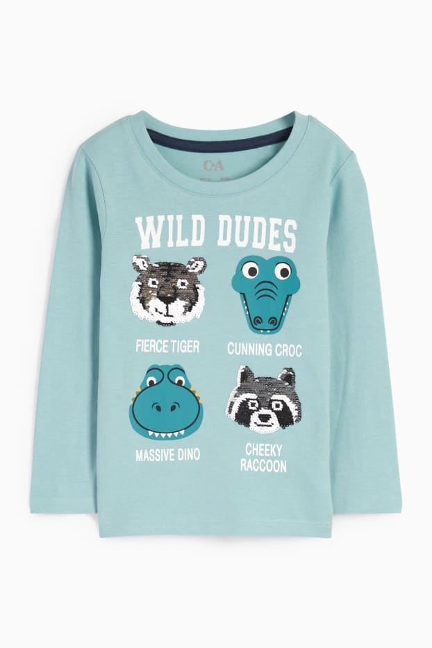 Kinder Jungen - Tiere - Langarmshirt - hellblau