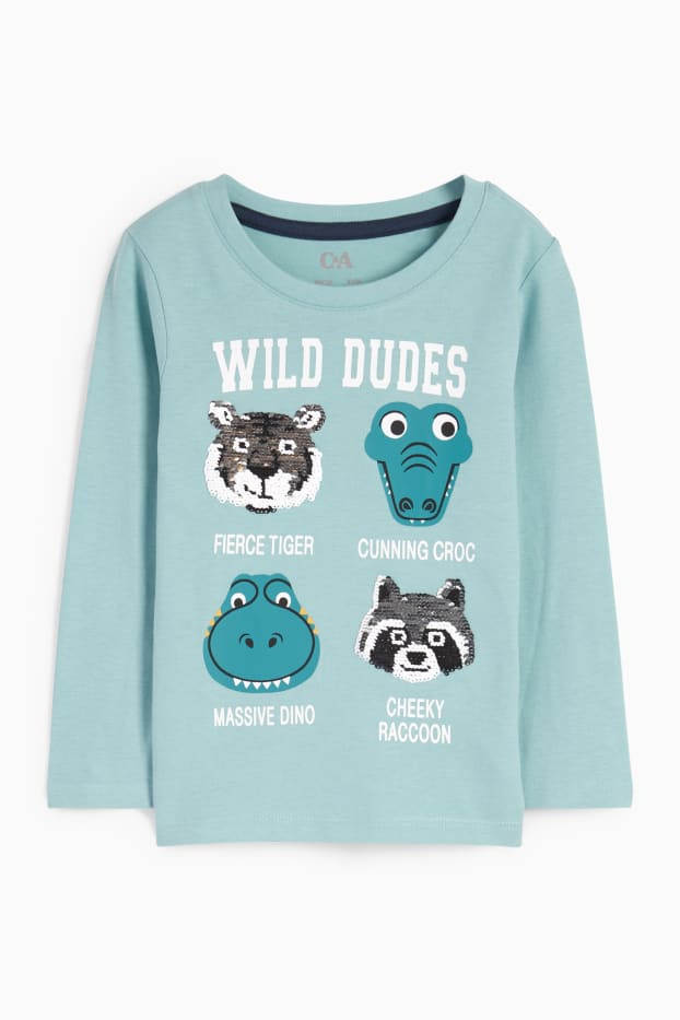 Kinder Jungen - Tiere - Langarmshirt - hellblau
