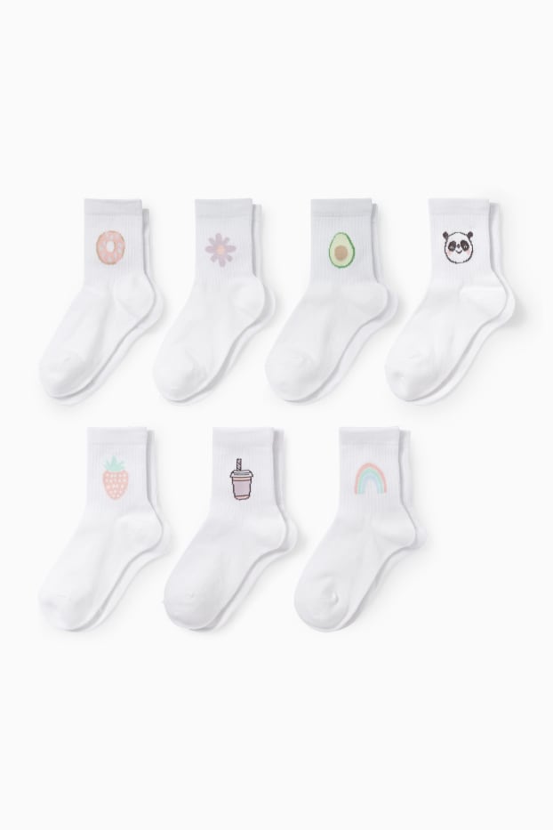 Nena - Paquet de 7 - estiu - mitjons de tennis amb motiu - blanc