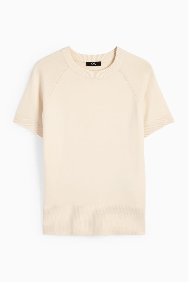 Donna - Maglione - maniche corte - beige chiaro