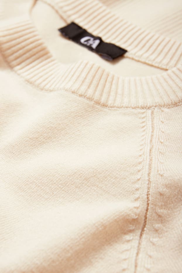 Donna - Maglione - maniche corte - beige chiaro