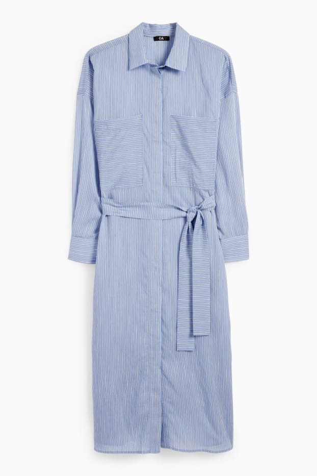 Dona - Vestit camiser - de ratlles - blau