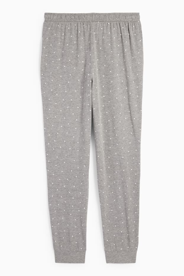 Damen - Pyjamahose - gepunktet - grau