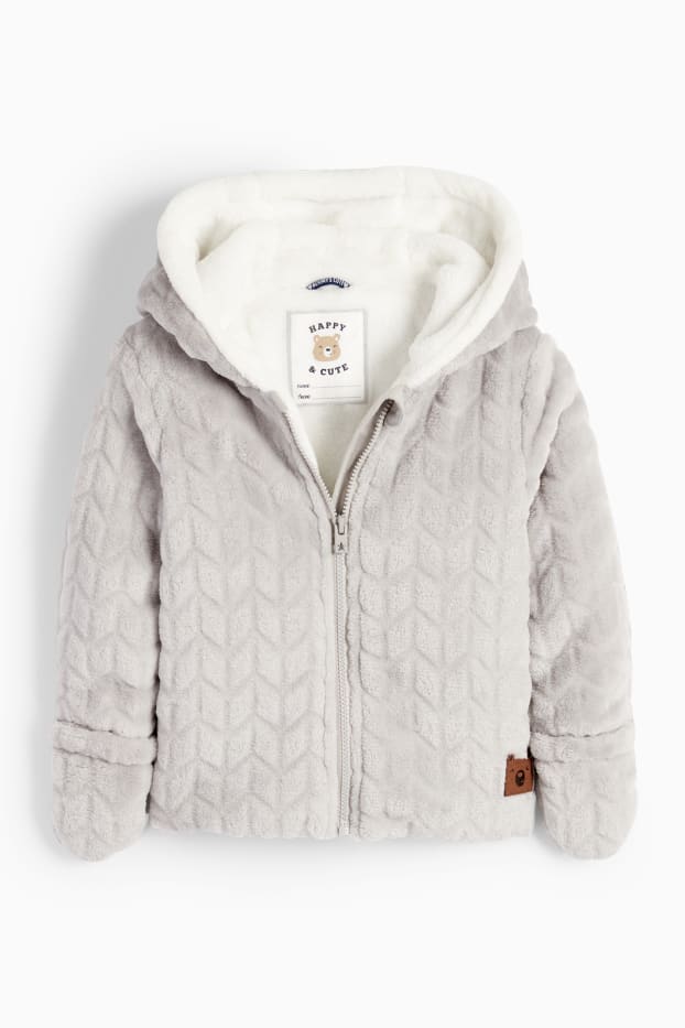 Baby Jungen - Baby-Fleecejacke mit Kapuze - hellgrau