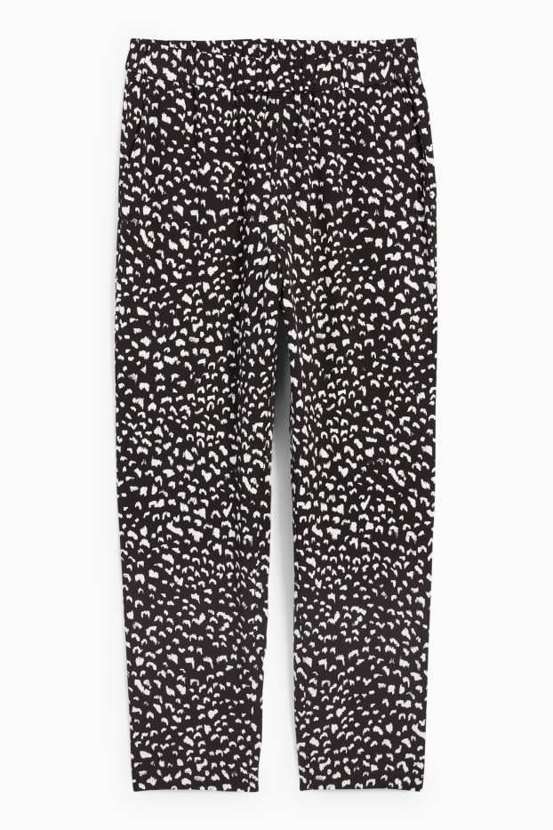 Femei - Pantaloni de stofă - talie medie - tapered fit - cu model - negru