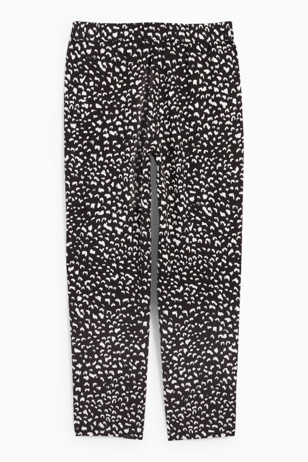 Femei - Pantaloni de stofă - talie medie - tapered fit - cu model - negru