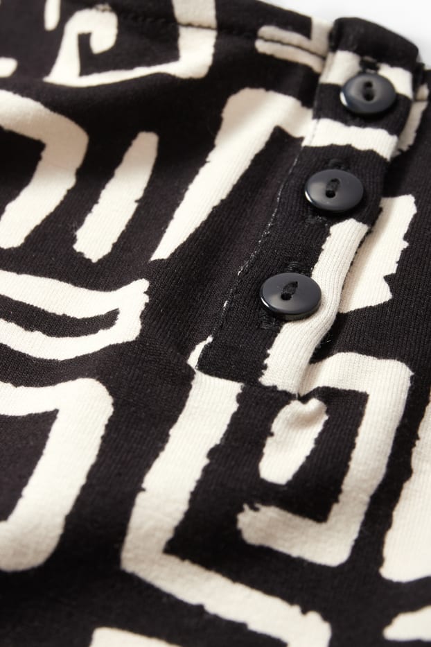 Dona - Vestit de viscosa bàsic - estampat - negre/beix