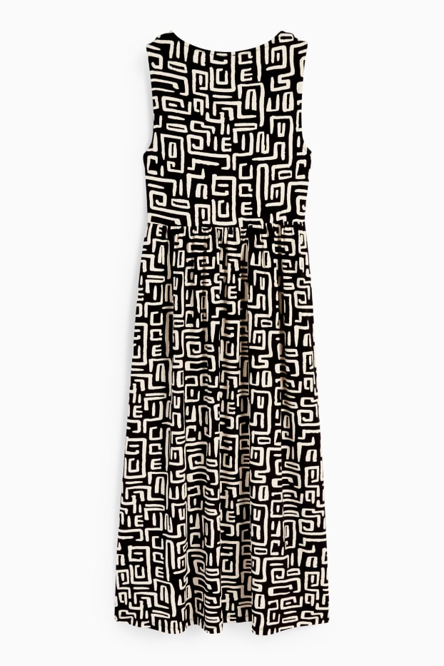 Dona - Vestit de viscosa bàsic - estampat - negre/beix