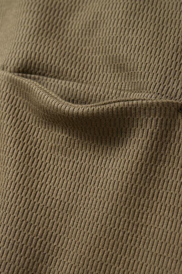 Herren - Langarmshirt - strukturiert - dunkelgrün