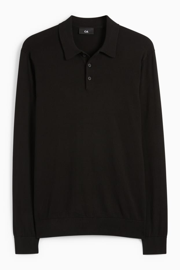 Uomo - Maglione in maglia fine - nero