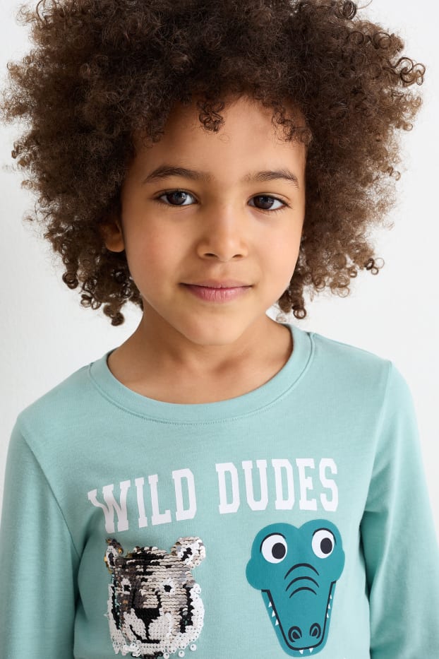 Kinder Jungen - Tiere - Langarmshirt - hellblau