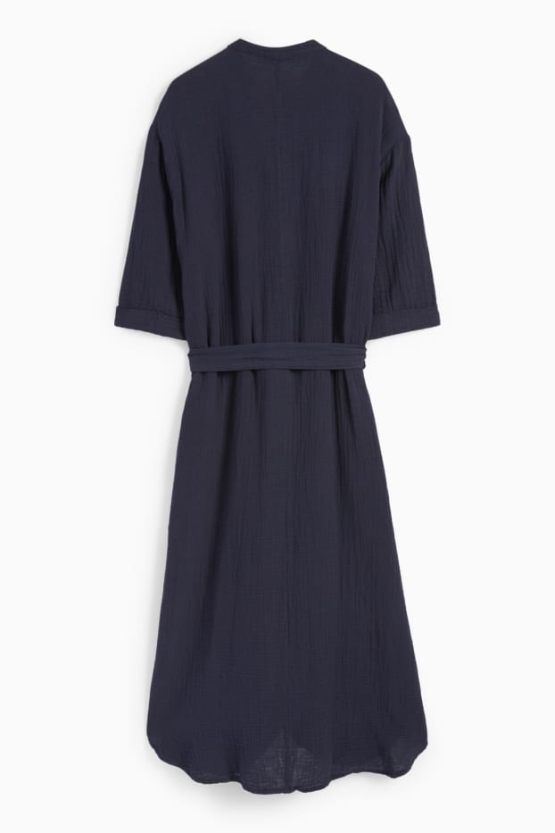 Donna - Vestito a camicia in mussola - blu scuro