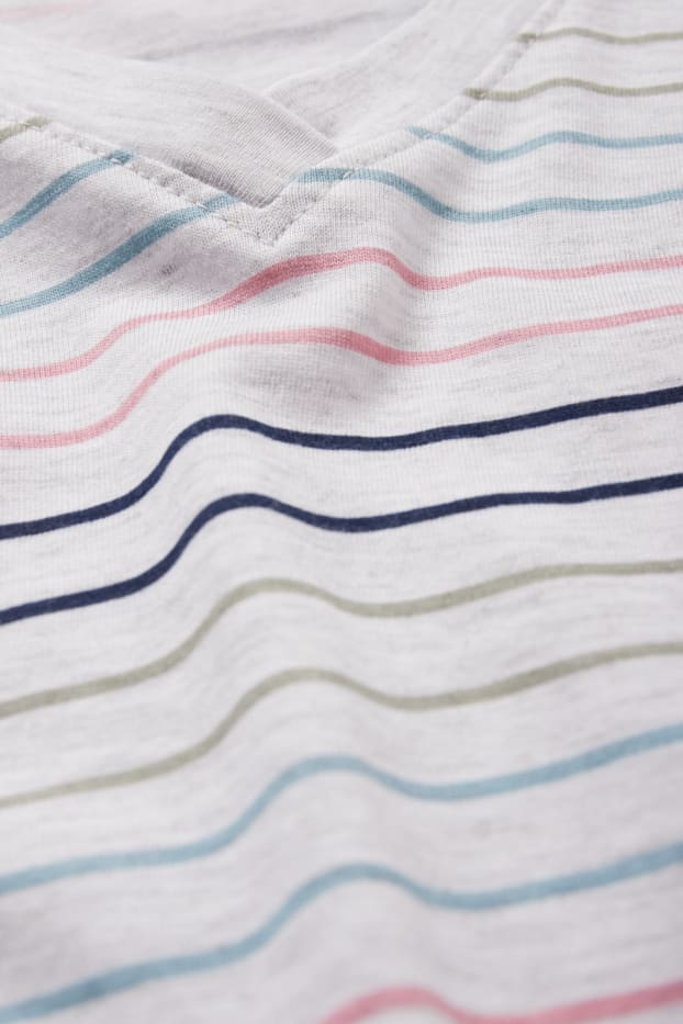 Donna - Camicia da notte - a righe - grigio chiaro melange