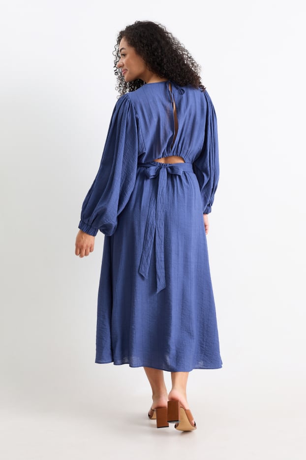 Dona - Vestit acampanat amb obertura - blau fosc