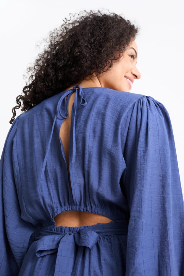 Dona - Vestit acampanat amb obertura - blau fosc