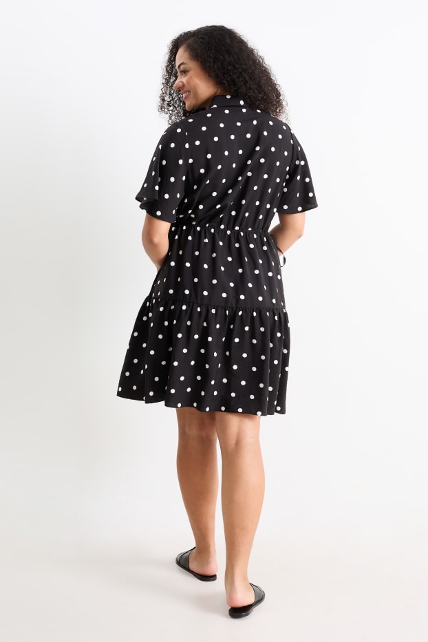 Women - Shirt dress - polka dot - black