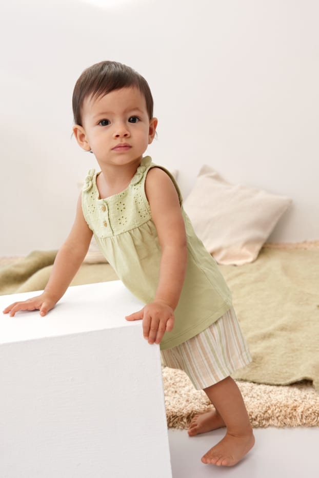 Baby: meisjes - Baby-outfit - 3-delig - mintgroen