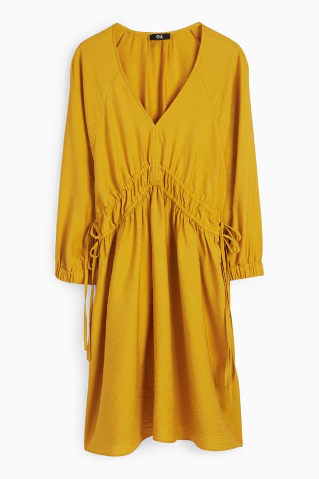 Mujer - Vestido evasé con escote en pico - naranja claro