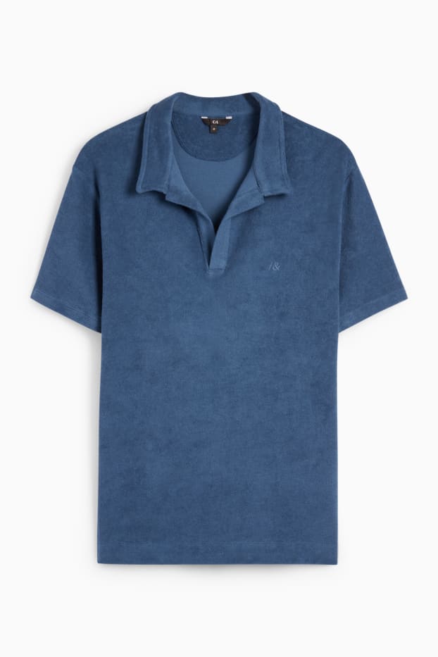 Hommes - Polo en éponge - bleu foncé
