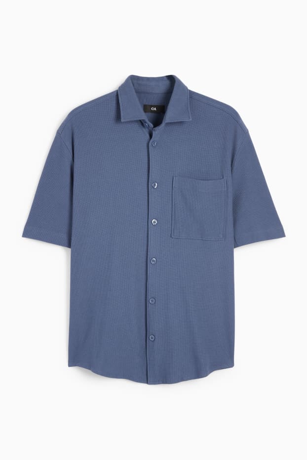 Home - Camisa - relaxed fit - kent - texturada - blau