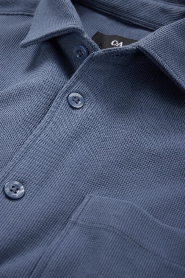Home - Camisa - relaxed fit - kent - texturada - blau