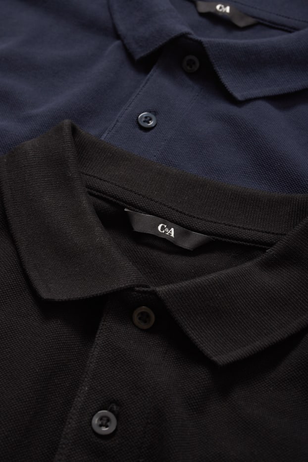 Heren - Set van 2 - poloshirt - zwart
