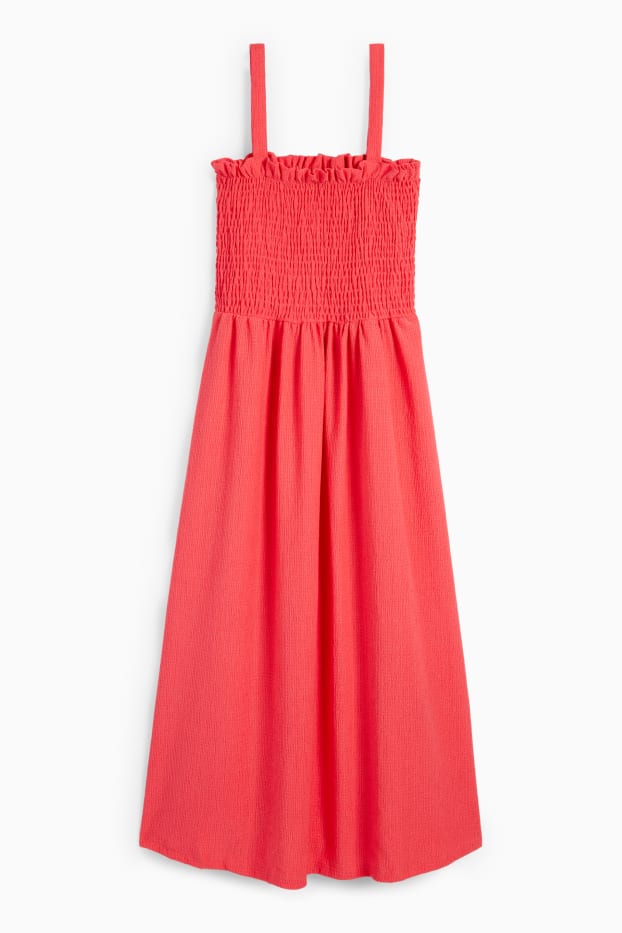 Dona - Vestit de línia A - de punt de niu d'abella - vermell