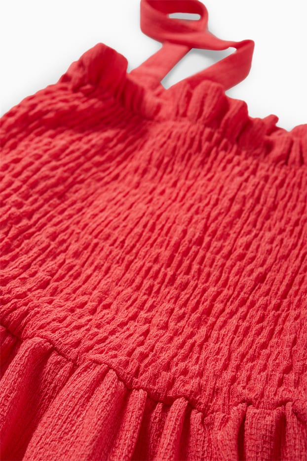 Dona - Vestit de línia A - de punt de niu d'abella - vermell