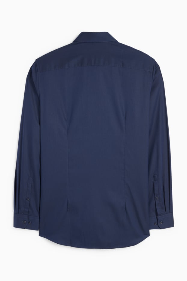 Pánské - Business košile - slim fit - kent - snadné žehlení - tmavomodrá