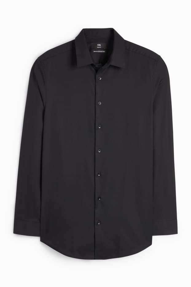 Uomo - Camicia business - slim fit - colletto all’italiana - facile da stirare - nero