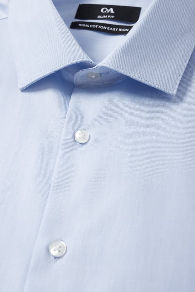 Heren - Business-overhemd - slim fit - cut away - gemakkelijk te strijken - lichtblauw