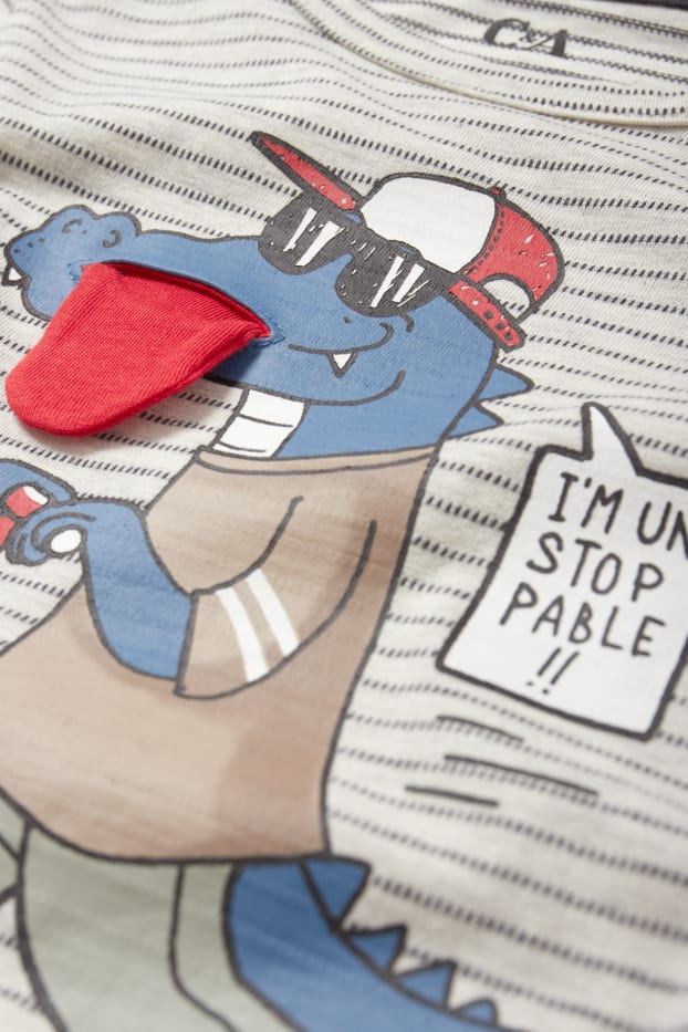 Bambini - Coccodrillo sul monopattino - maglia a maniche lunghe - a righe - grigio chiaro