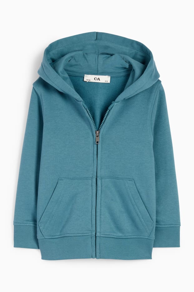 Enfants garçons - Sweat zippé en molleton avec capuche - vert foncé
