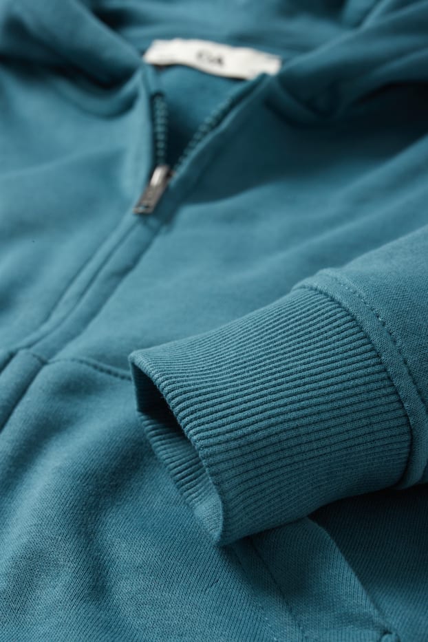 Enfants garçons - Sweat zippé en molleton avec capuche - vert foncé