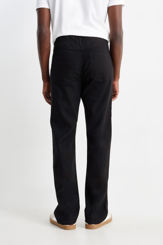 Men - Trousers - regular fit - linen blend - black