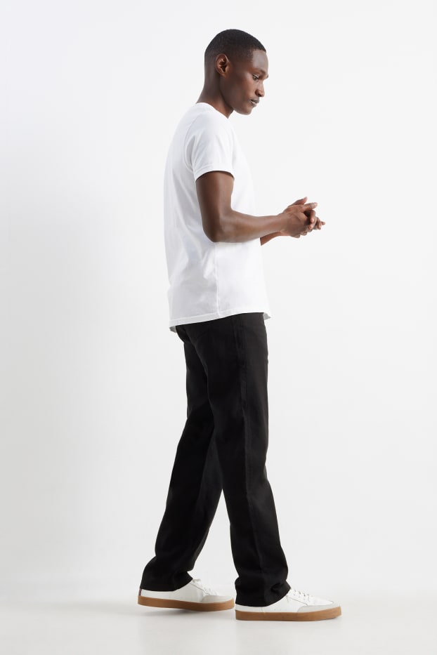 Men - Trousers - regular fit - linen blend - black