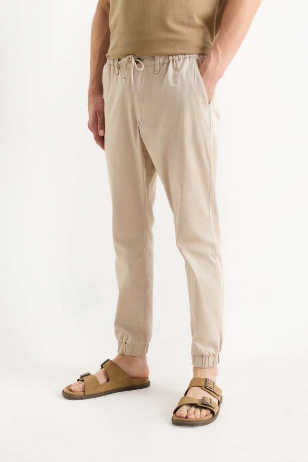 Hommes - Pantalon de jogging - tapered fit - beige clair