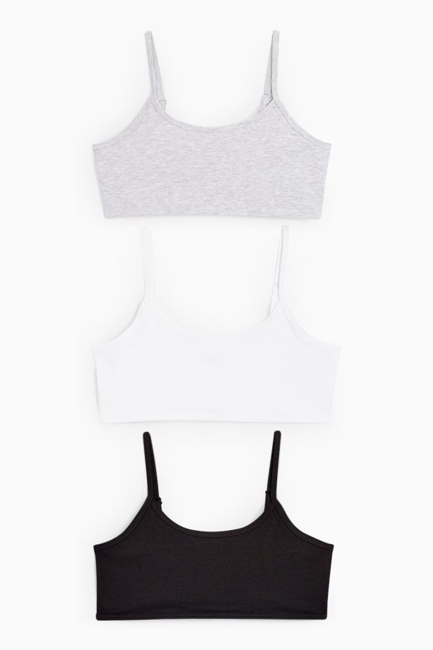 Kinder Mädchen - Multipack 3er - Bustier - hellgrau-melange
