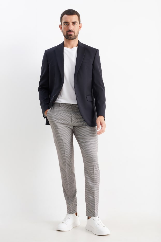 Uomo - Pantaloni coordinabili - regular fit - Flex - a quadretti - bianco / nero